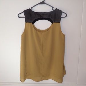 Luvalot Gold and Black Chest & Back Hole Tank Top